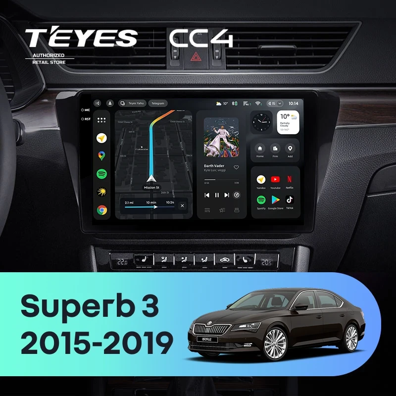 Штатная магнитола Teyes CC4 6/64 Skoda Superb 3 (2015-2026)