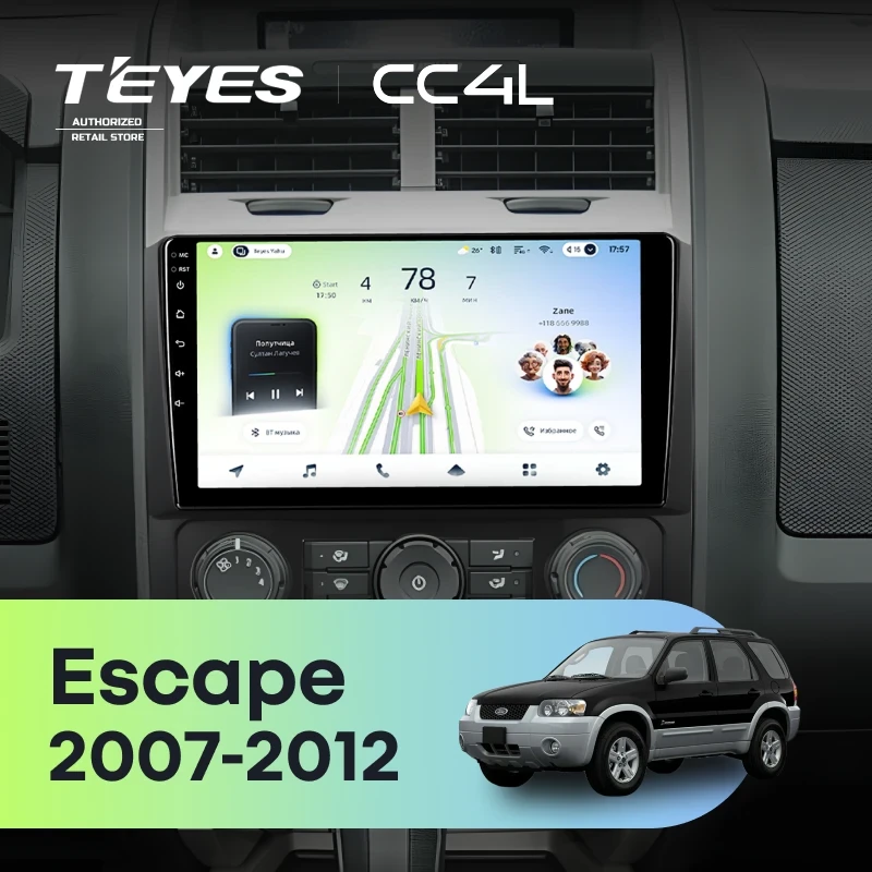 Штатная магнитола Teyes CC4L 4/64 Ford Escape (2007-2012) F2