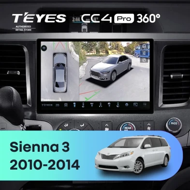 Штатная магнитола Teyes CC4 Pro 360 12/256 Toyota Sienna 3 XL30 (2010-2014) (11")