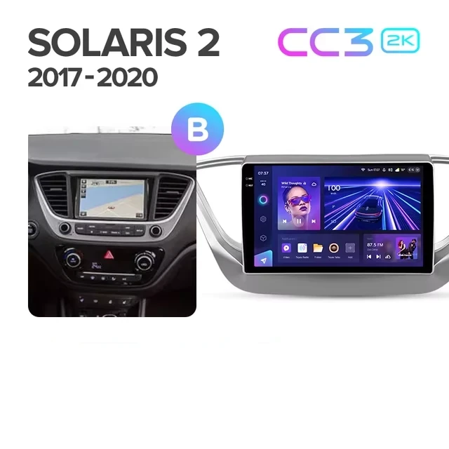 Штатная магнитола Teyes CC3 2K 360 6/128 Hyundai Solaris 2 (2017-2020) F1 Тип-A