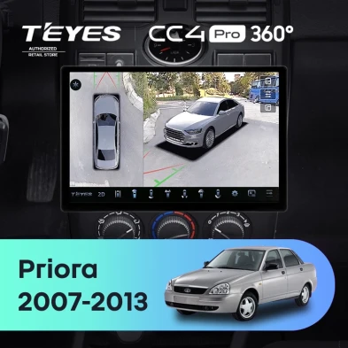 Штатная магнитола Teyes CC4 Pro 360 12/256 Lada Priora 1 (2007-2013) F2 (черная) (11")