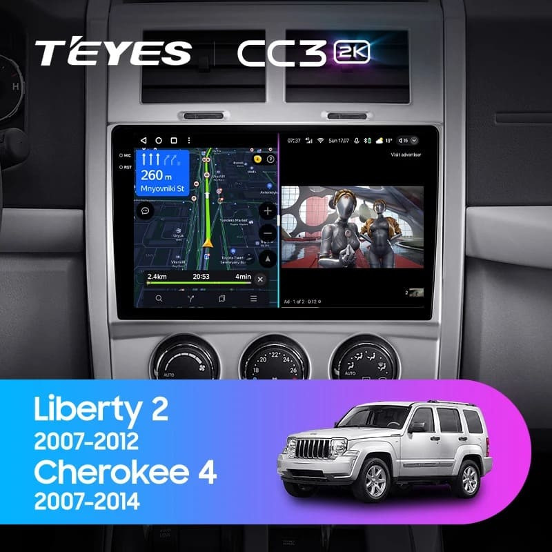 Штатная магнитола Teyes CC3 2K 4/64 Cherokee 4 KK (2007-2014)