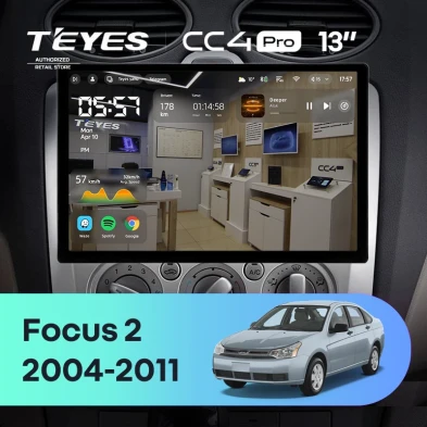 Штатная магнитола Teyes CC4 Pro 8/128 Ford Focus 2 Mk 2 (2004-2011) F2 (13")