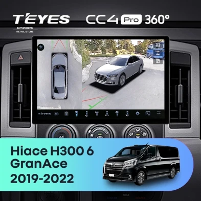 Штатная магнитола Teyes CC4 Pro 360 8/128 Toyota Hiace H300 VI (2019-2022) Тип-A (13")