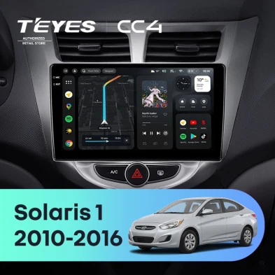 Штатная магнитола Teyes CC4 6/64 Hyundai Solaris 1 (2010-2016) F1