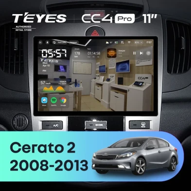 Штатная магнитола Teyes CC4 Pro 8/128 Kia Cerato 2 TD (2008-2013) F2 (11")