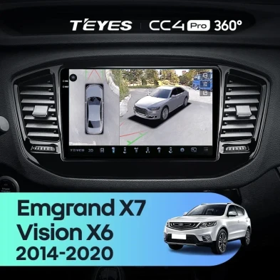 Штатная магнитола Teyes CC4 Pro 360 8/128 Geely Emgrand X7 (2014-2020)