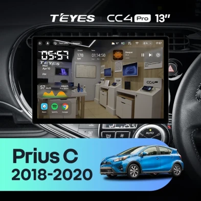 Штатная магнитола Teyes CC4 Pro 8/128 Toyota Prius C (2018-2020) Правый руль (13")
