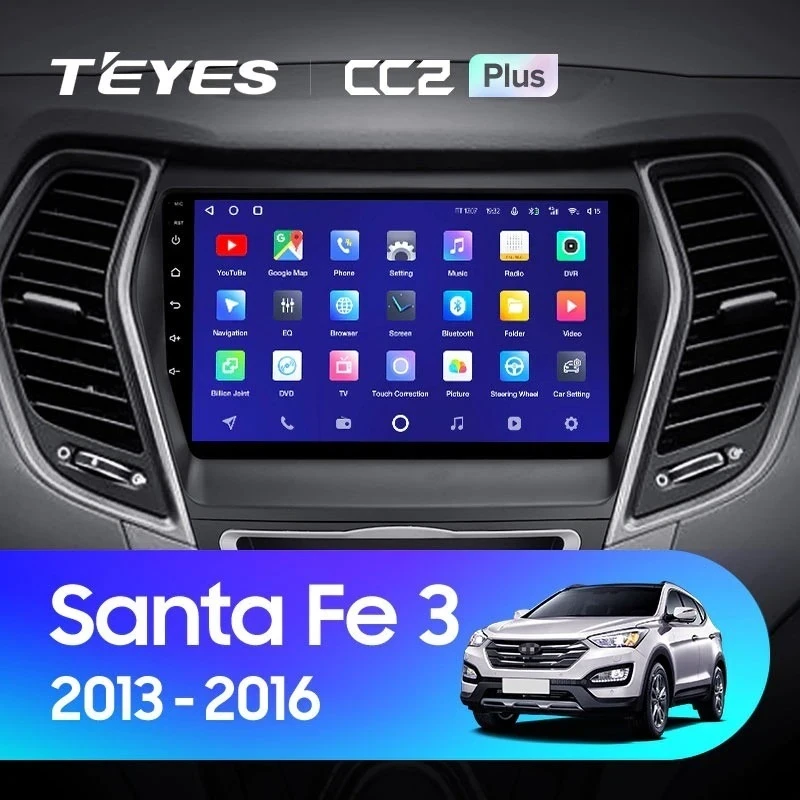 Штатная магнитола Teyes CC2 Plus 4/64 Hyundai Santa Fe 3 (2013-2016) Тип-A