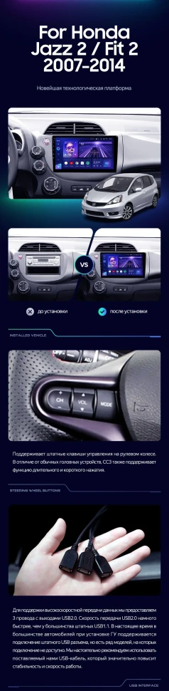 Штатная магнитола Teyes CC3 2K 4/32 Honda Fit 2 GE (2007-2014)